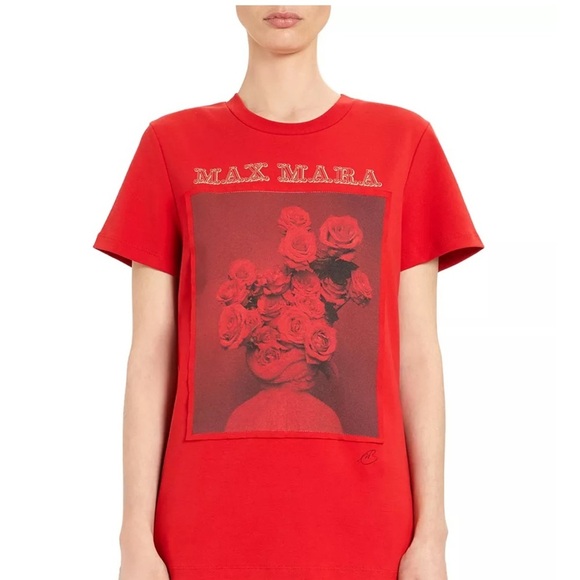 MaxMara Tops - Max Mara Rosso Red Tee Women’s Small Cotton Designer